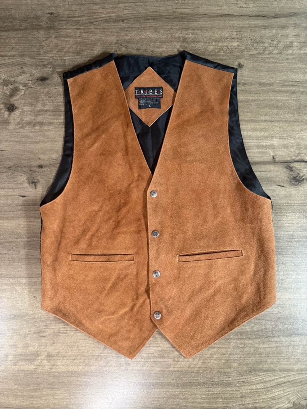 Vintage Tribes Brown Leather Button Down Vest Large
